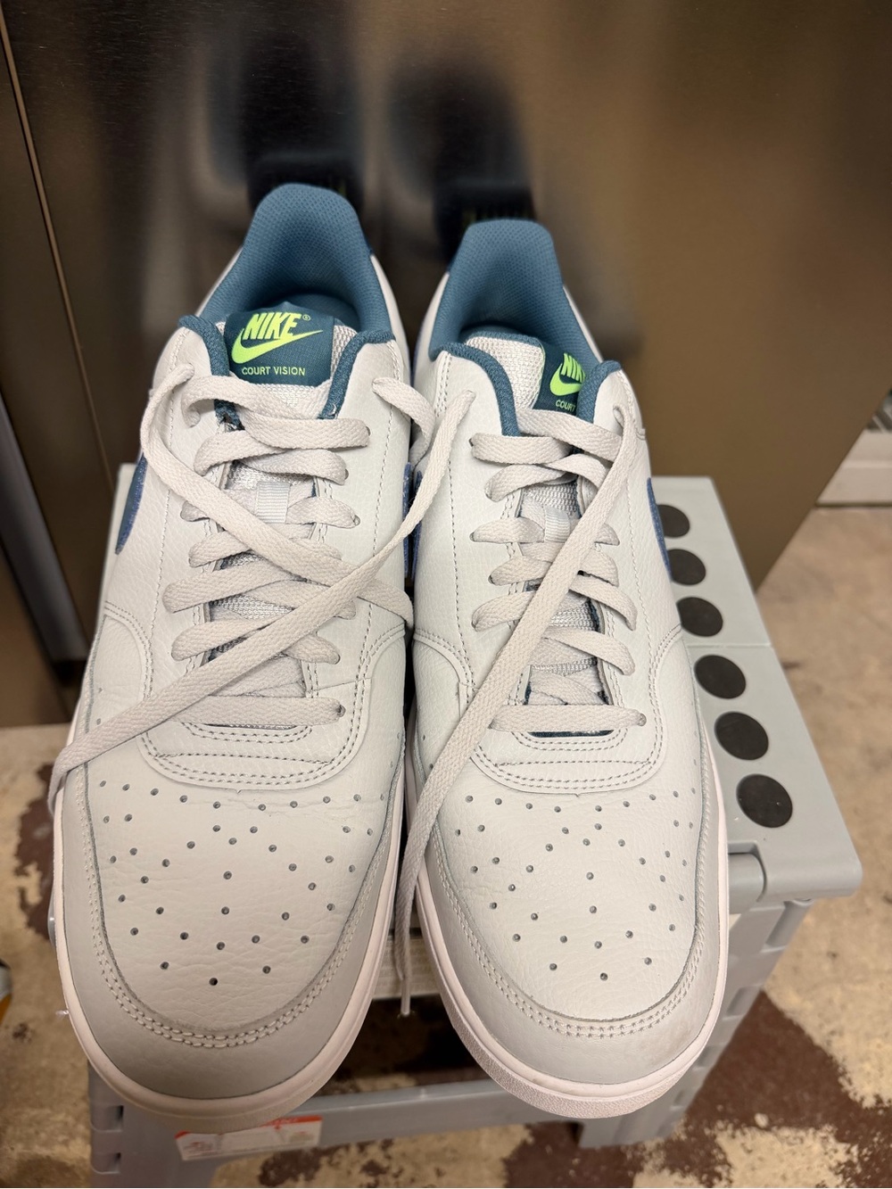 Nike Court Vision White Low-Top Sneaker with Blue Swoosh